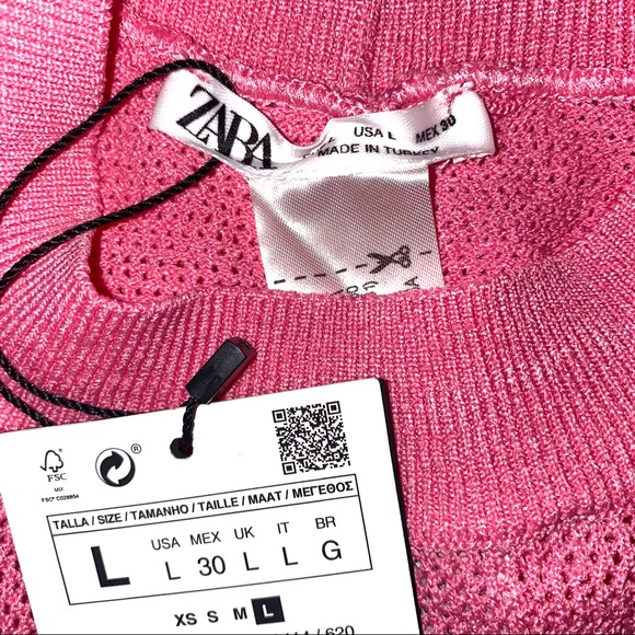ZARA Pink Mesh Knit Stretch Halter Crop Top - Picture 11 of 14